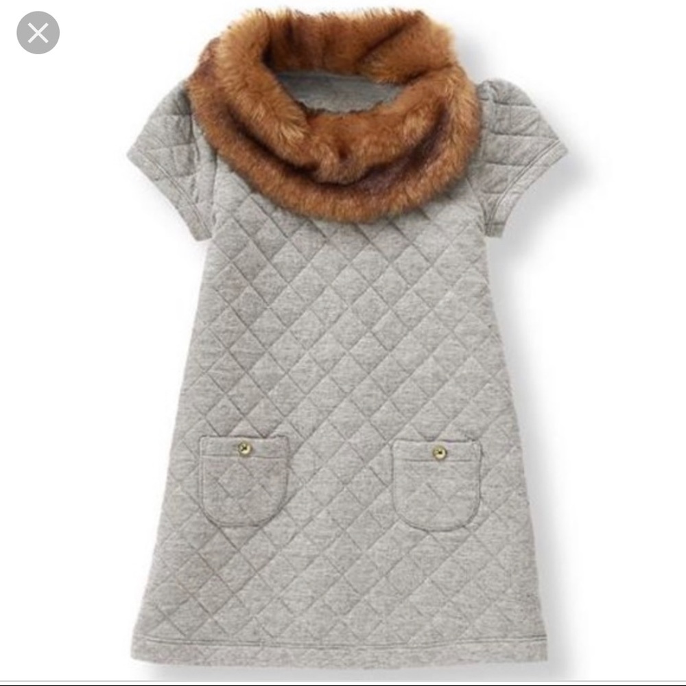 Girls Janie and Jack quilted fur collar dress s12